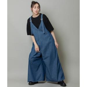 サロペット オーバーオール 6.5ozスラブデニムフレアサロペット レディース