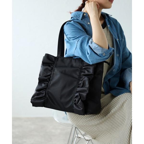 トートバッグ 「グッシオベーシック」ナイロンフリルトートバッグ　A4対応 レディース