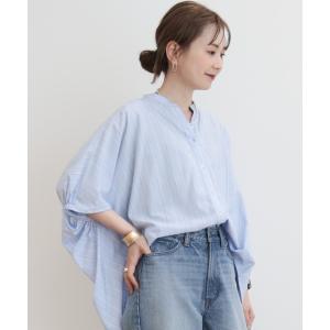 ブラウス シャツ 接触冷感+UVカット　ギャザースリーブブラウス レディース