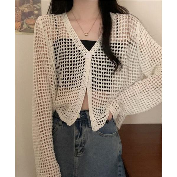 カーディガン メッシュデザインカーディガン レディース メンズ