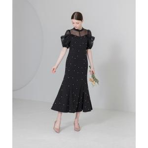 Leja ドレス 「LEJA」パールビジュー付き透け感プリーツフレア Leja ドレス 「LEJA」パールビジュー付き透け感プリーツフレア