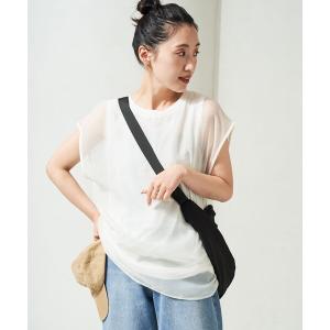 tシャツ 限定展開　オーガンジー × 重ね フレンチスリーブ プルオーバー レディース