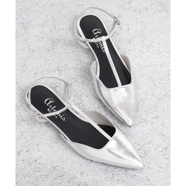 サンダル ポインテッドトゥTストラップフラットパンプス レディース