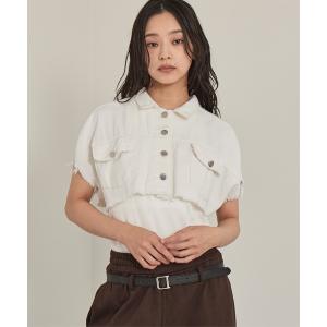 Clum デニムジャケット gジャン 肩パッド入りクロップドデニム