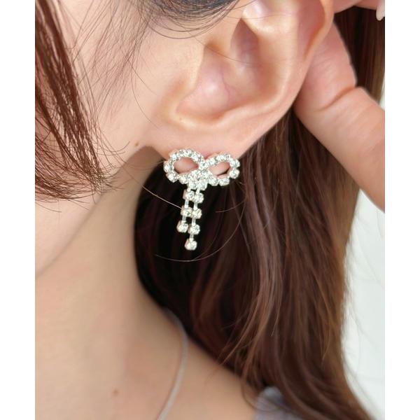 ピアス ビジューデザインリボンピアス-bijou design ribbon  pierce- レデ...