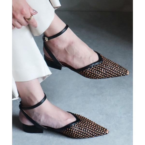 パンプス Bi-color mesh flat pumps