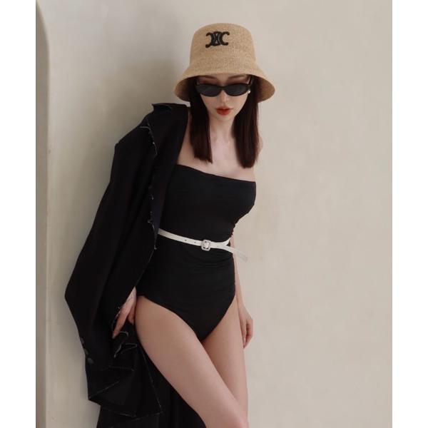 水着 レトロベルトセットワンピース レディース