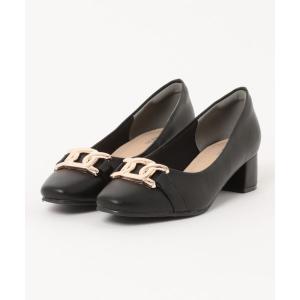 パンプス ALETTA-アレッタ- 究極のプレーンパンプス スクエアトゥ4.5cmチャンキーヒール- チェーンデザインver