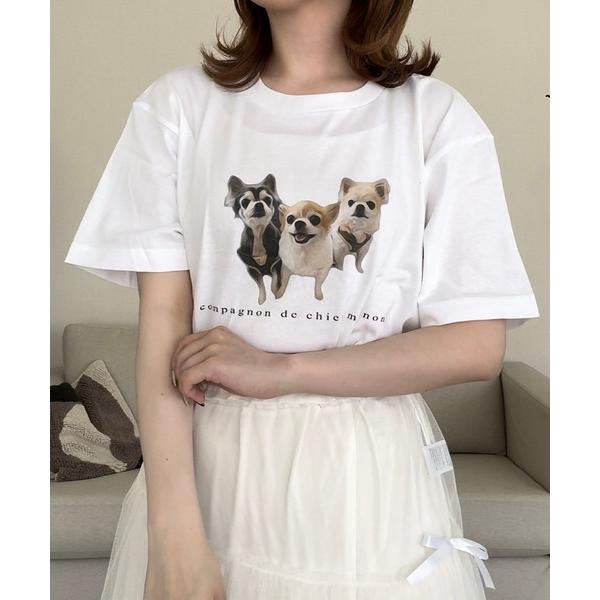 tシャツ DOGプリント半袖Ｔシャツ レディース