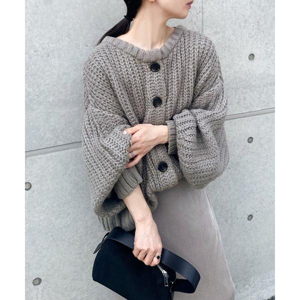カーディガン ボリュームスリーブオーバーカーディガン レディース