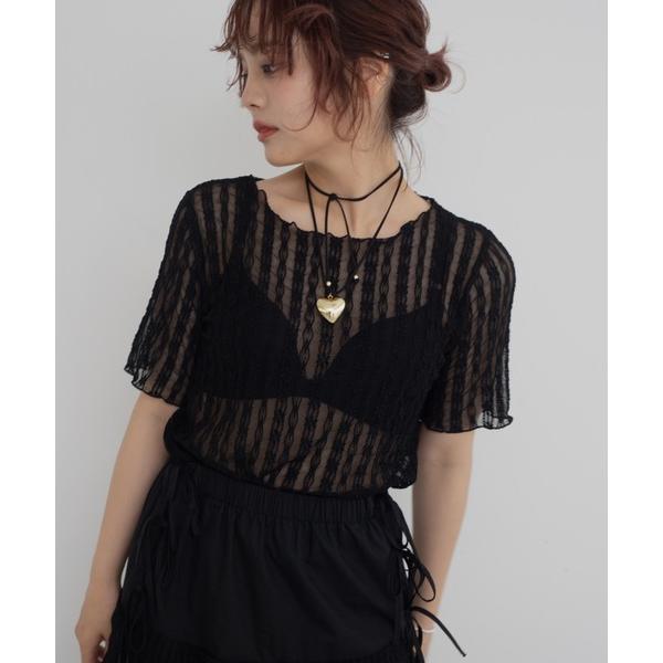 tシャツ line flower top レディース