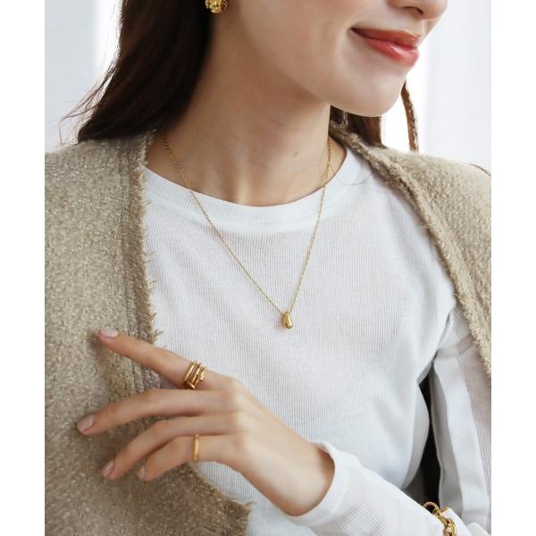 ネックレス 金属アレルギー対応 ドロップモチーフチェーンネックレス レディース