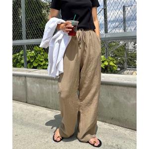 パンツ 「新色追加」リネンブレンドイージーワイドパンツ レディース