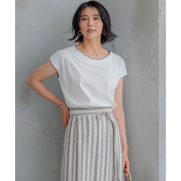 tシャツ 「洗える」トリミングジャージー カットソー レディース