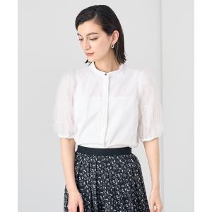 ANAYI（アナイ） ブラウス シャツ 半袖 フラワー刺繍ドットスリット