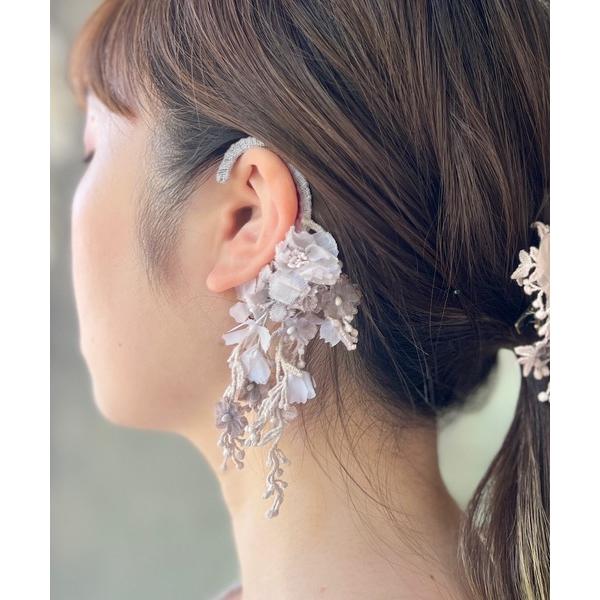 イヤーカフ くすみピンクのなでしこイヤーフック レディース