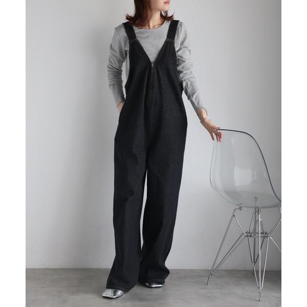 オールインワン デニムフロントジップ サロペット/オーバーオール レディース