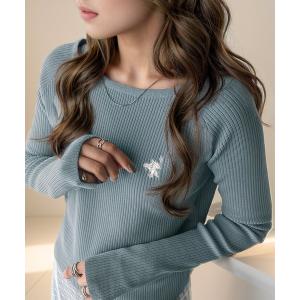 ニット セーター 大人のベーシックニット。ワンポ...の商品画像