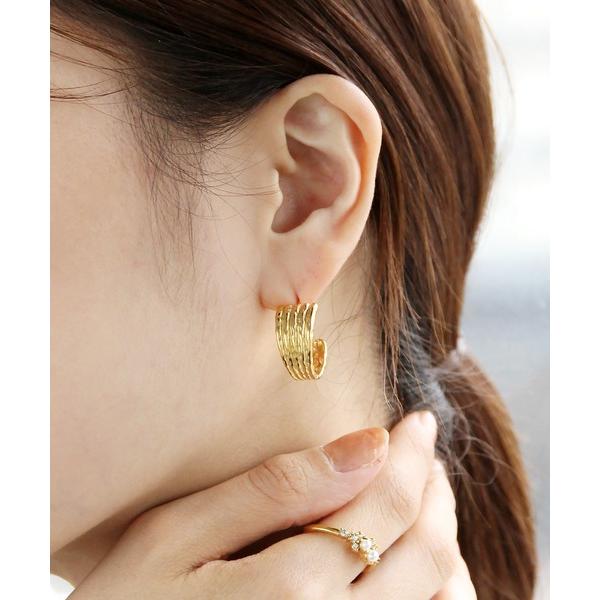 ピアス 金属アレルギー対応 ゴールドラインフープステンレスピアス レディース