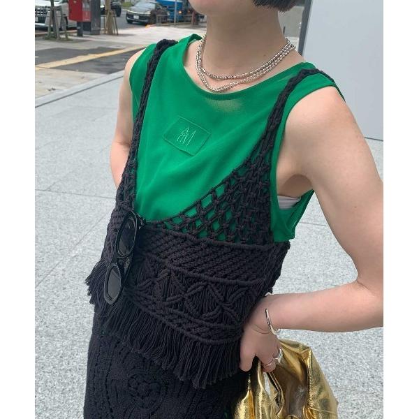 タンクトップ ノースリーブ 2WAY AIRY SHEER TAG TANK TOP レディース