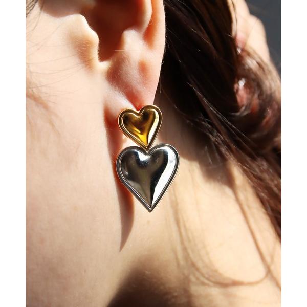 ピアス 金属アレルギー対応 ダブルハートステンレスピアス レディース
