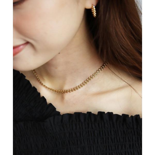 ネックレス 金属アレルギー対応 リーフチェーンステンレスネックレス レディース