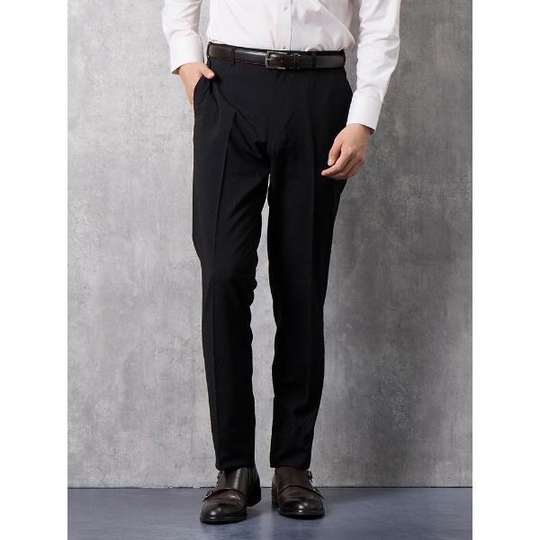 スラックス 「洗える/ストレッチ」シャドウミニチェック　スラックス　ブラック メンズ