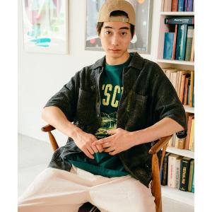 シャツ 透かし編みバティック柄シャツ メンズ