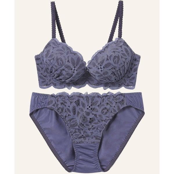 ブラジャー ショーツセット 「まる胸メイク」ブラ＆ショーツセット 大花柄×ラッセルレース