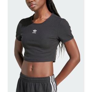 adidas originals リブ クロップド Tシャツ ロンT ブラック adidas tシャツ エッセンシャルズ リブ クロップ 長袖Tシャツ