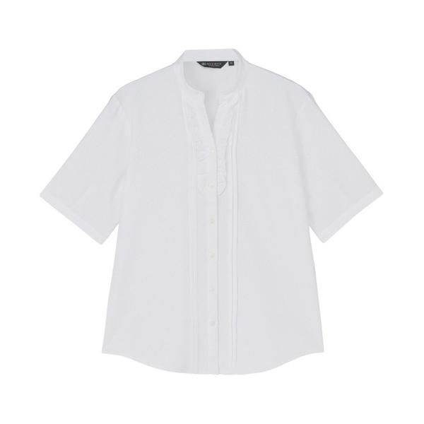 ブラウス シャツ COFREX ピンタックフリル 五分袖ブラウス レディースシャツ レディース