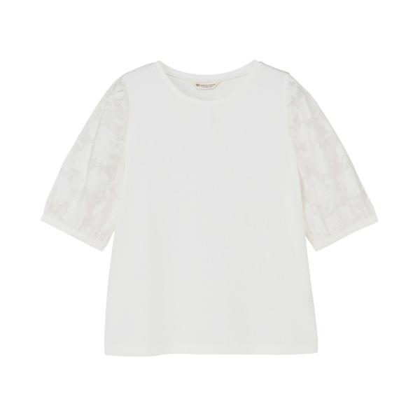 ブラウス シャツ 接触冷感 袖シアーT半袖ブラウス レディース