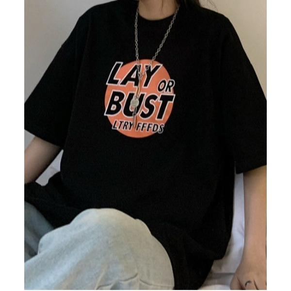 tシャツ LAY or BUSTロゴプリントルーズＴシャツ レディース メンズ