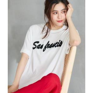 tシャツ 「WEB限定セール」刺繍ロゴサイドスリットTシャツ レディース