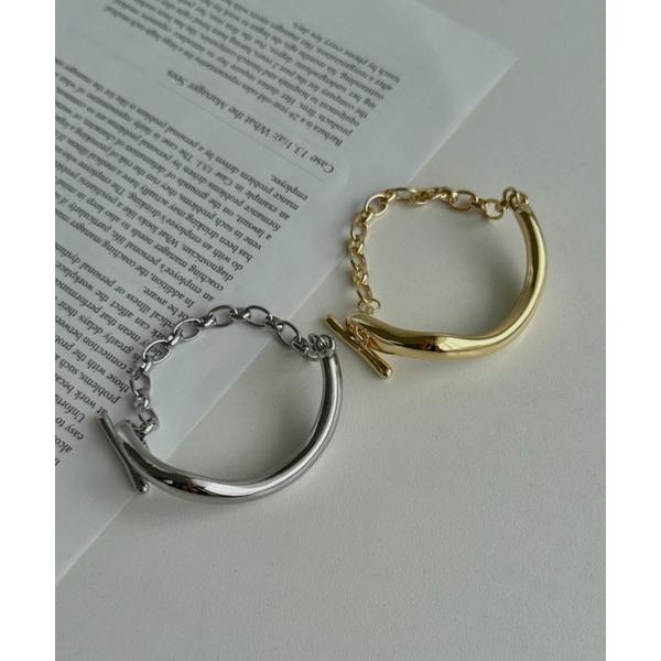 ブレスレット メタルカーブチェーンブレスレット レディース