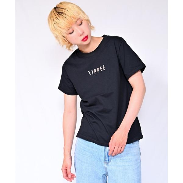 tシャツ 箔プリントロゴTシャツ　YIPPEE レディース