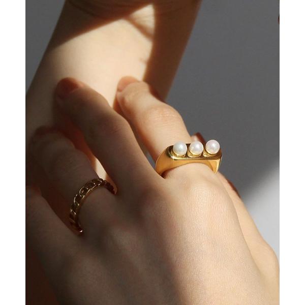 指輪 リング ＊金属アレルギー対応 トリプルパールステンレスリング レディース