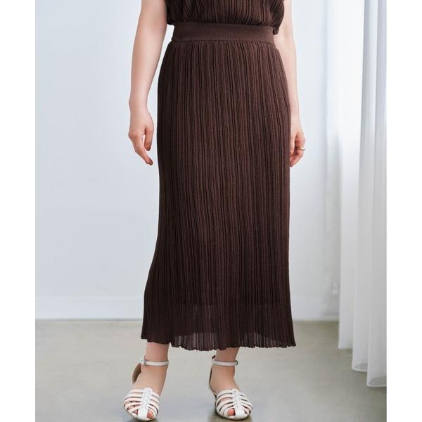 スカート シアープリーツニットセットアップ「低身長・小柄女性」