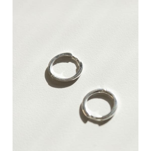 ピアス SV925 FLAT HOOP PIERCE(M) 14mm:シルバー フラットデザイン フ...