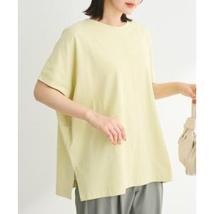 tシャツ Tシャツ レディース インド綿 フレンチスリーブ前後差カットプルオーバー