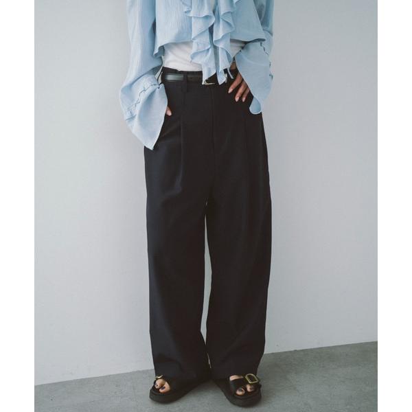 スラックス パンツ ワンタックワイドスラックス レディース