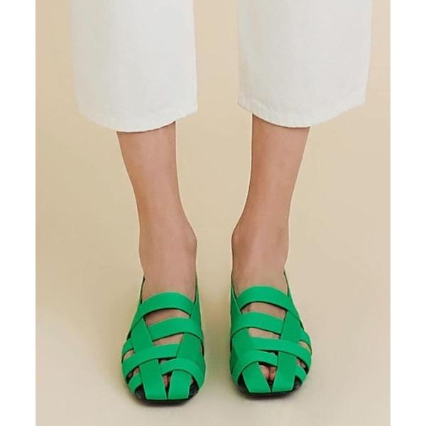 サンダル SQUARE WOVEN SANDAL LIME レディース