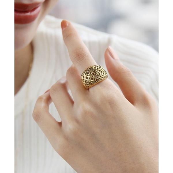 指輪 リング 金属アレルギー対応 編み目デザインステンレスリング レディース