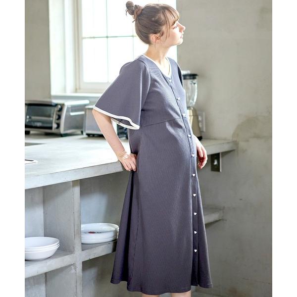 マタニティ テレコバイカラーネグリジェ/パジャマ/ルームウェア