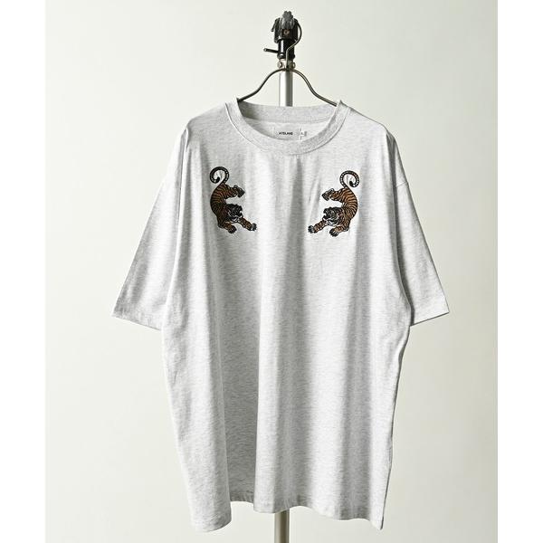 tシャツ ATELANE/シルケット天竺トラ、フラワー、刺繍S/S　Tee メンズ レディース
