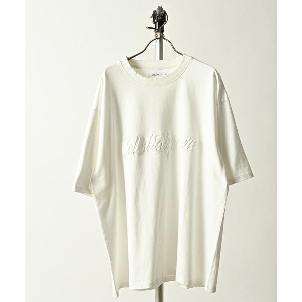 tシャツ ATELANE/硫化染 トラ刺繍、ロゴ エンボス、S/S TEE メンズ レディース