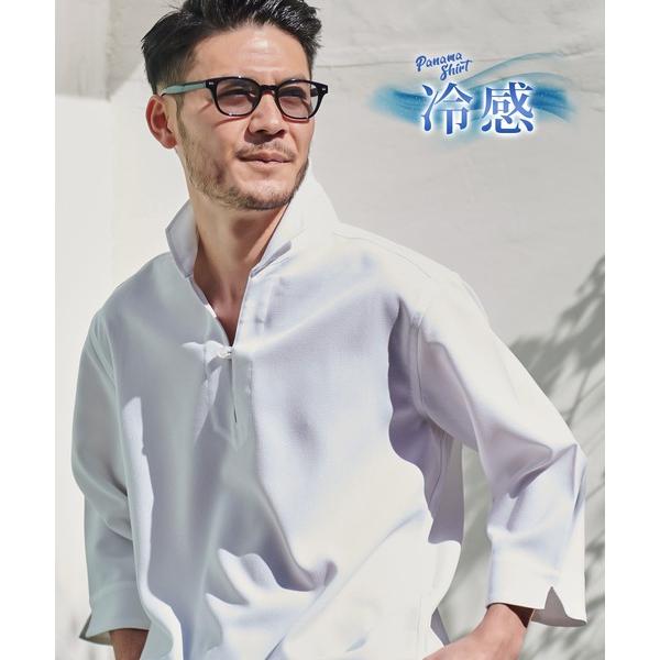 シャツ 「CavariA/キャバリア」接触冷感サマーパナマ7分袖カプリシャツ メンズ レディース