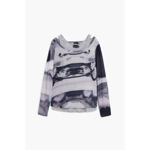 tシャツ モノクロームスモーク ロングスリーブトップ レディース