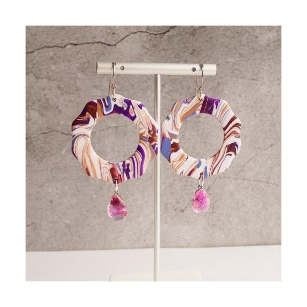 ピアス 「joesstyle」*Glass Pierce*ハンドアート×マーブルクレイパーツのピアス...