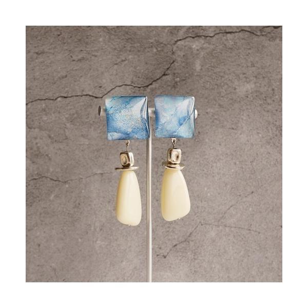 イヤリング 「joesstyle」*Glass Earrings*インクアート×ビーズのイヤリング(...